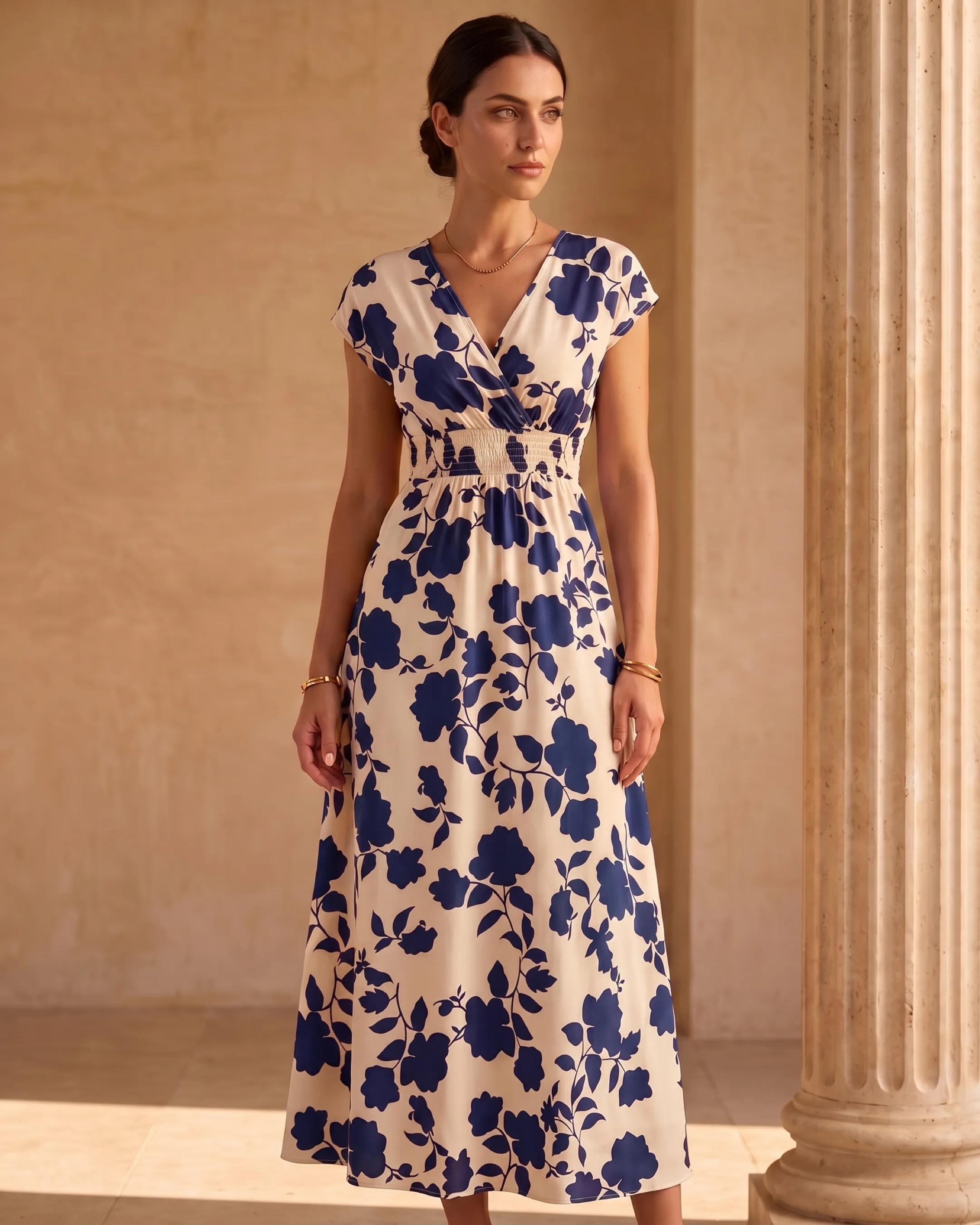 Aurelia Self-Tie Wrap Crepe Midi Dress in Cobalto — Hugo Caesar Tassi