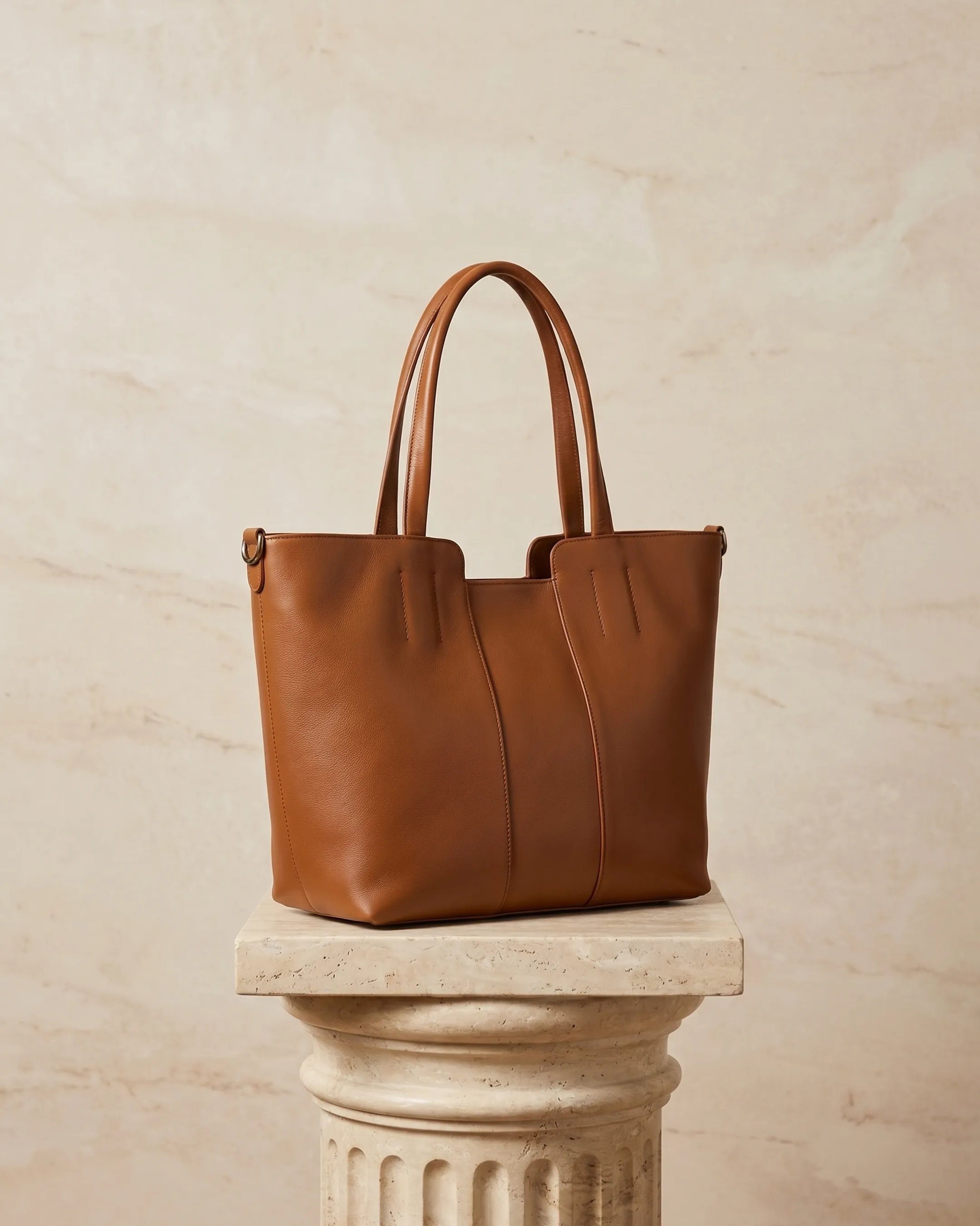 Hugo Caesar Tassi soft cowhide slouch tote bag in Cuoio — studio packshot, Hugo Caesar Tassi