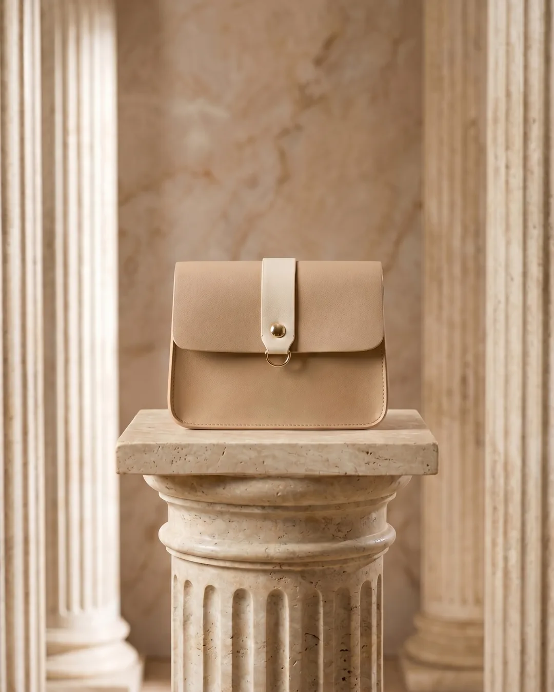 Capitolina Color-Block Leather Crossbody Bag in Travertine — Hugo Caesar Tassi