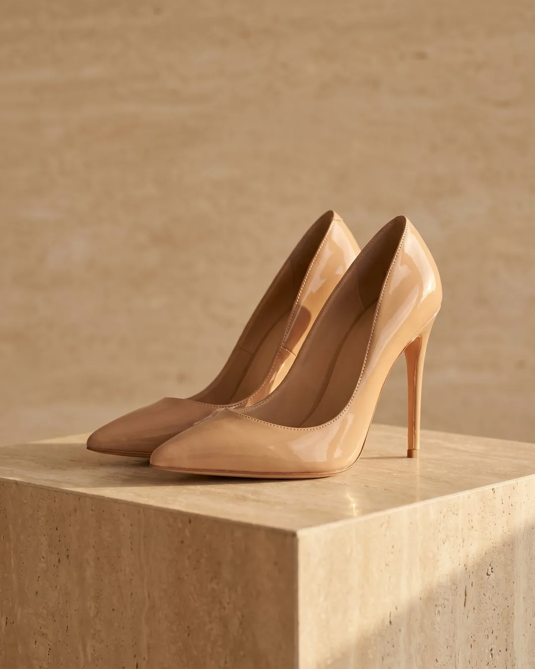 Crispina Pointed-Toe Stiletto Court Pump in Travertine — Hugo Caesar Tassi