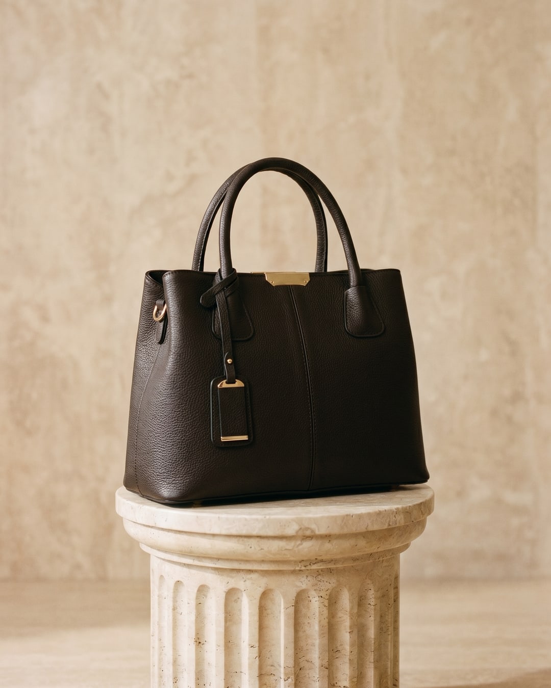 Hugo Caesar Tassi large-capacity pebbled-leather tote bag in Basalt — studio packshot, Hugo Caesar Tassi