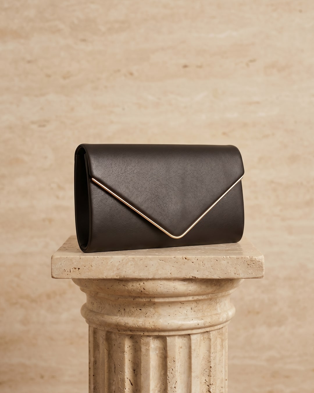 Hugo Caesar Tassi minimalist leather envelope clutch in Basalt — studio packshot, Hugo Caesar Tassi