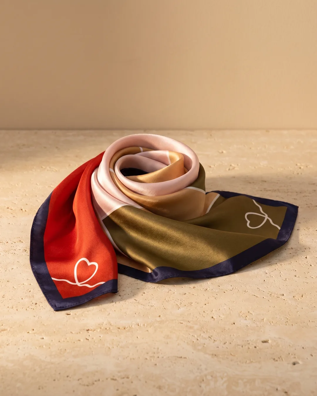 Verona Small Silk Neckerchief Square in Vermiglio — Hugo Caesar Tassi