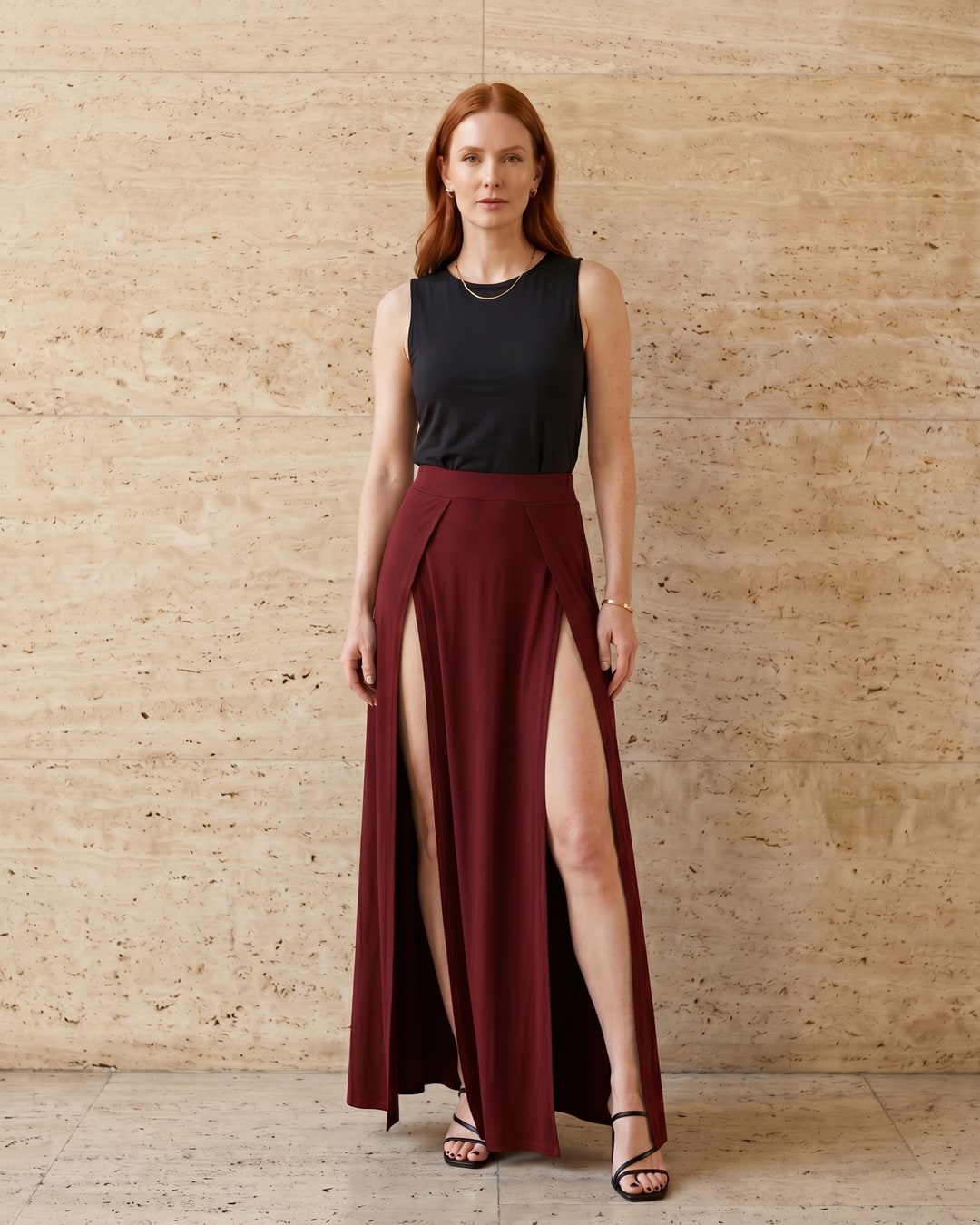 Vipsania Double-Slit Draped Modal Maxi Skirt in Cornelia — Hugo Caesar Tassi