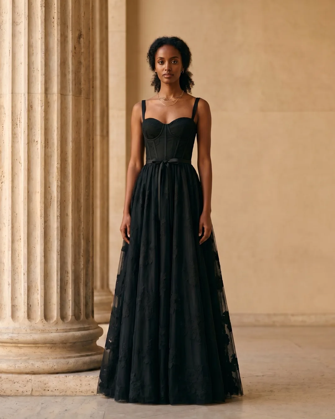 Volusia Sweetheart Corset-Bodice Fit-and-Flare Gown in Basalt — Hugo Caesar Tassi